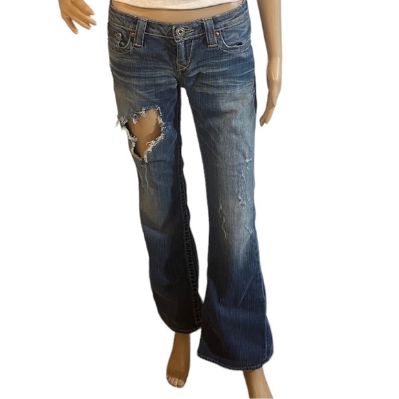 Big Star Sweet Ultra Low Rise Decontructed/Ripped Bootcut Jeans - Picture 2 of 13